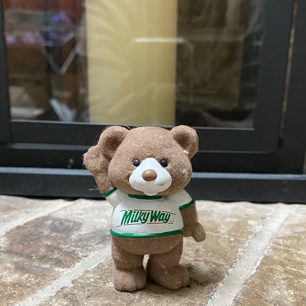 VINTAGE Milky Way Flocked Bear